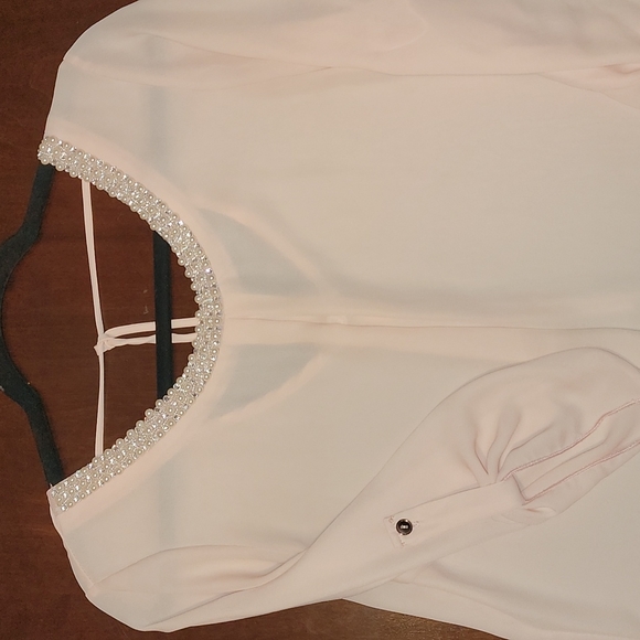 Long Line Baby Pink with Bling and Pearl Embellishment Neckline Size M - Picture 4 of 7